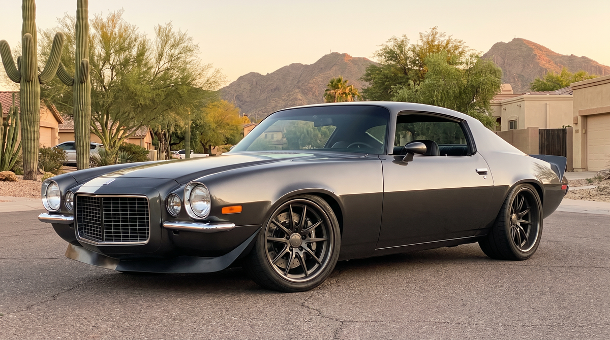 1972 Camaro pro touring build with Fesler flush mount glass in Phoenix Arizona