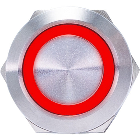 E-Stopp silver billet push button front view