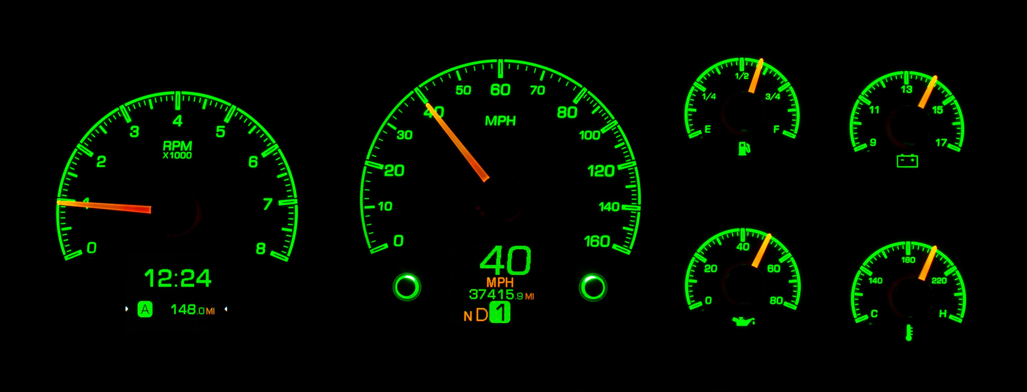 Dakota Digital HDX-95C-PU — 1995–1998 GM Truck & 1995–2000 Chevy/GMC SUV/HD HDX Instrument System