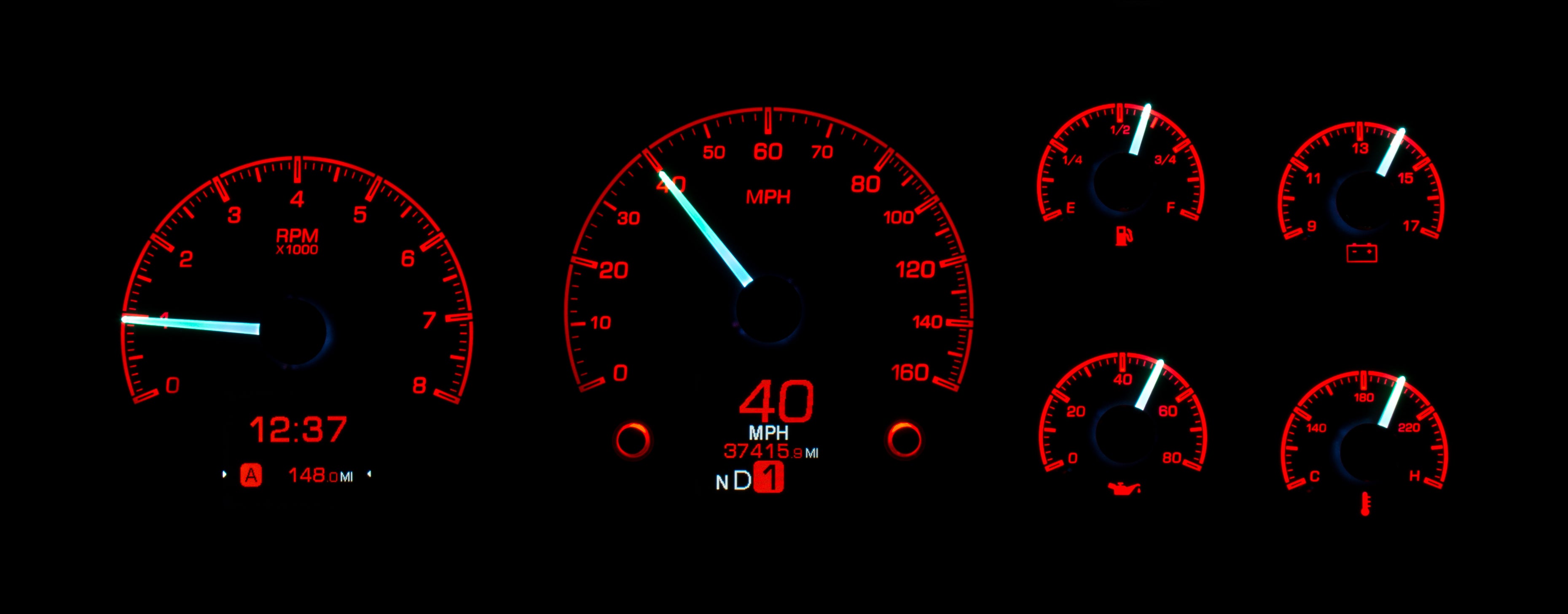 Dakota Digital HDX-95C-PU — 1995–1998 GM Truck & 1995–2000 Chevy/GMC SUV/HD HDX Instrument System