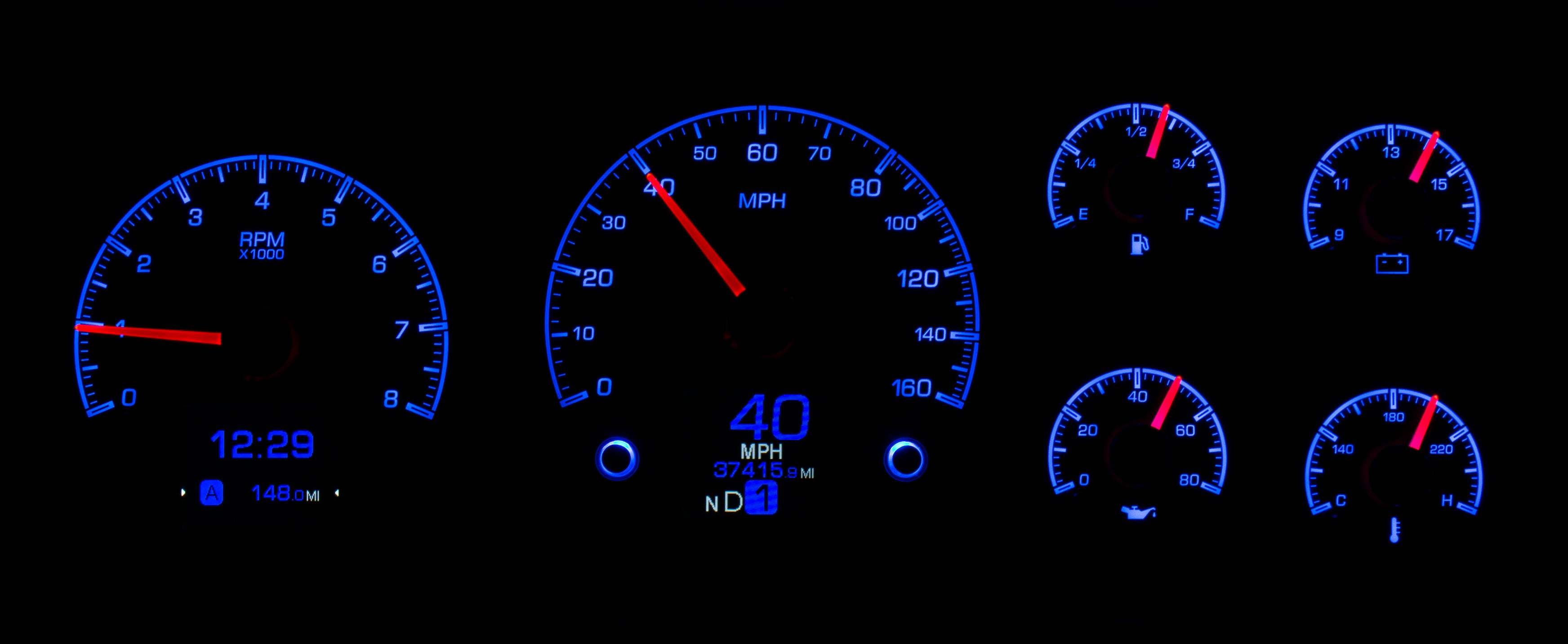 Dakota Digital HDX-95C-PU — 1995–1998 GM Truck & 1995–2000 Chevy/GMC SUV/HD HDX Instrument System
