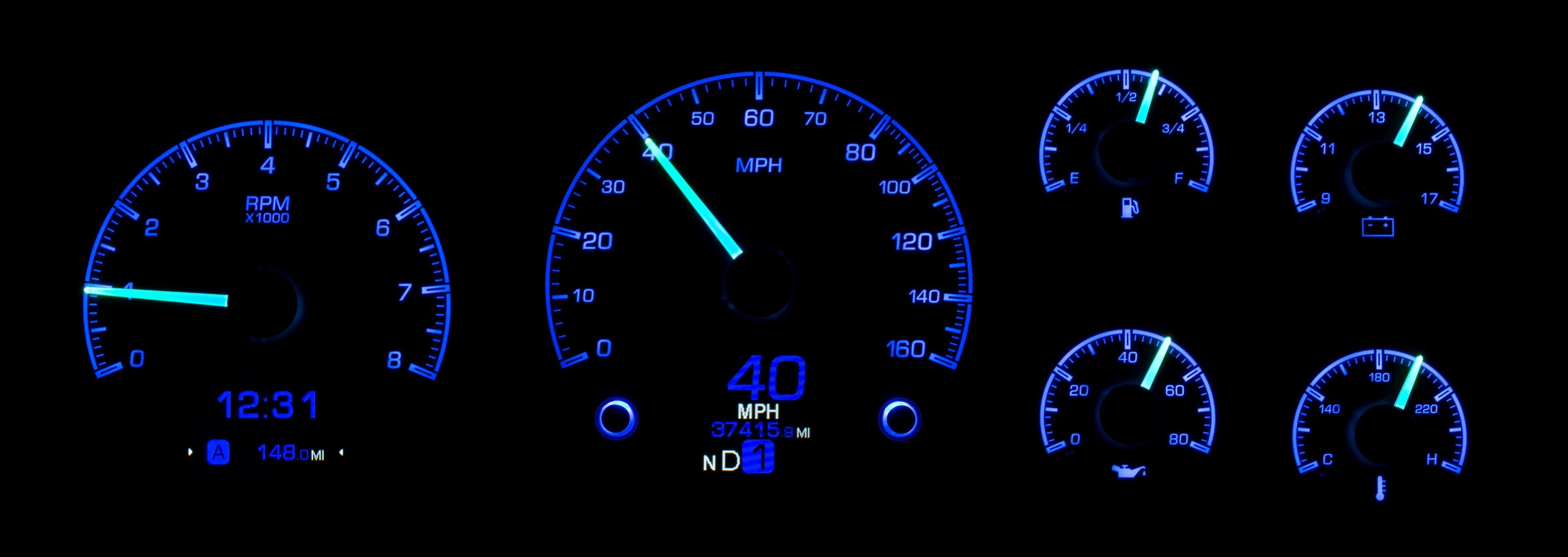 Dakota Digital HDX-95C-PU — 1995–1998 GM Truck & 1995–2000 Chevy/GMC SUV/HD HDX Instrument System