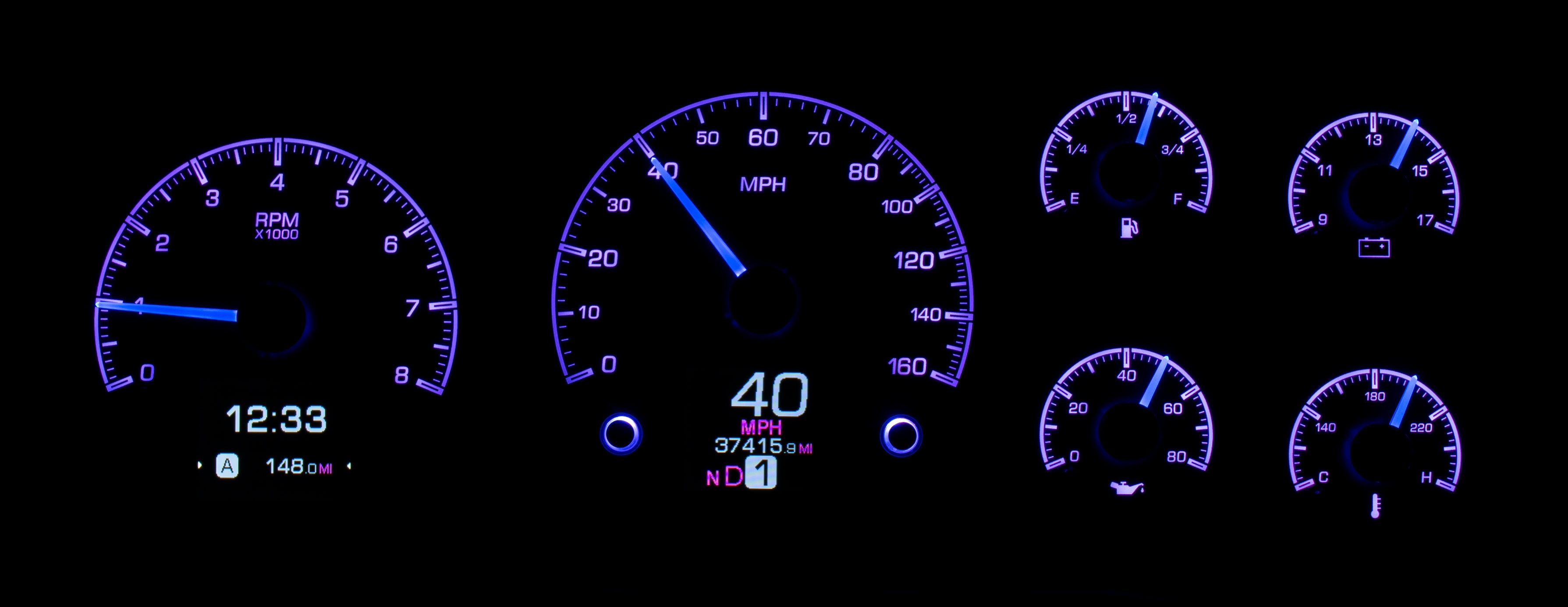 Dakota Digital HDX-95C-PU — 1995–1998 GM Truck & 1995–2000 Chevy/GMC SUV/HD HDX Instrument System