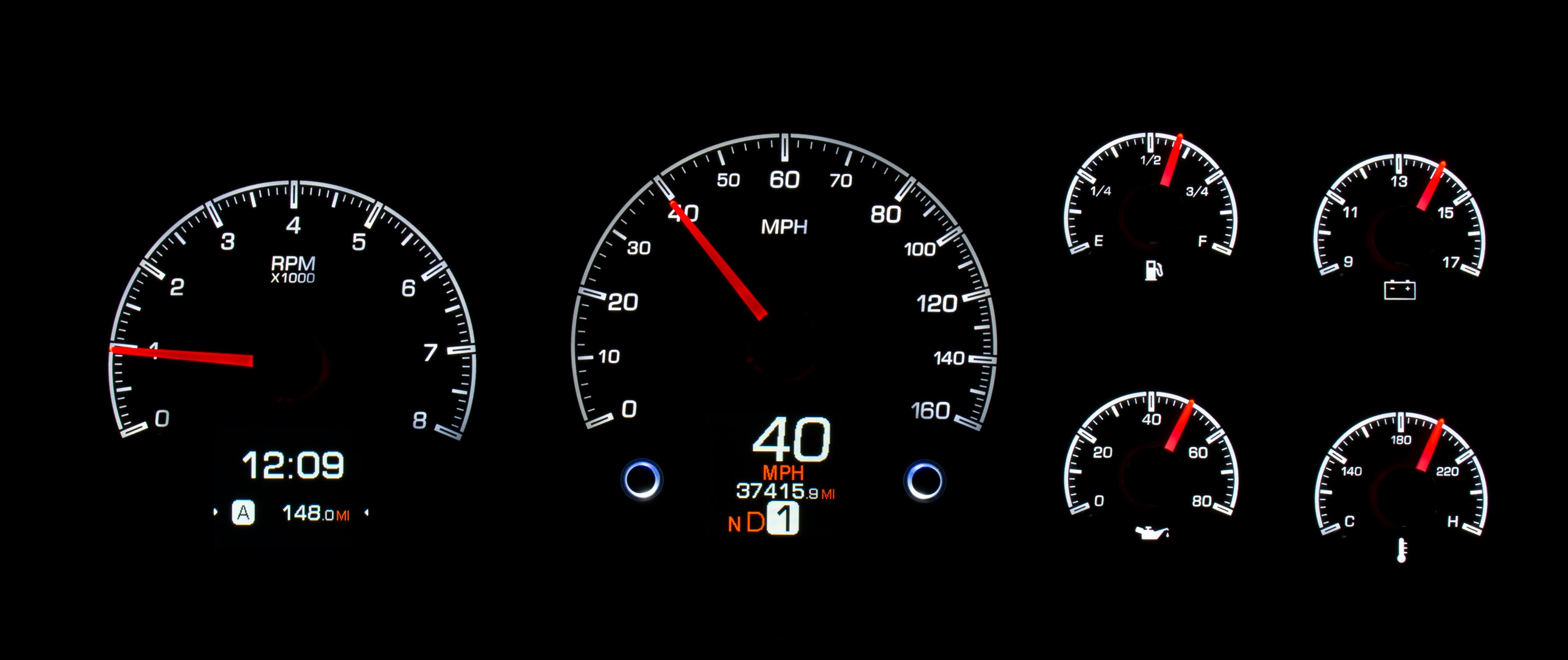 Dakota Digital HDX-95C-PU — 1995–1998 GM Truck & 1995–2000 Chevy/GMC SUV/HD HDX Instrument System