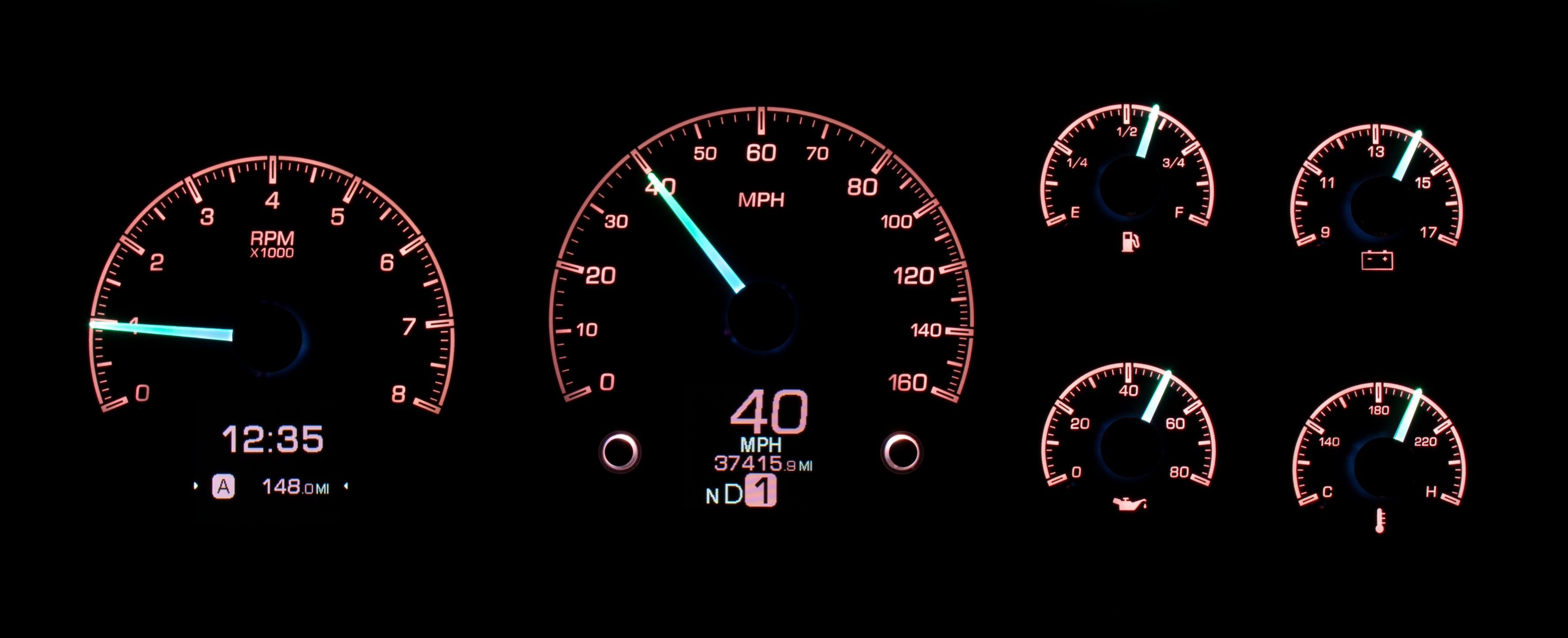 Dakota Digital HDX-95C-PU — 1995–1998 GM Truck & 1995–2000 Chevy/GMC SUV/HD HDX Instrument System