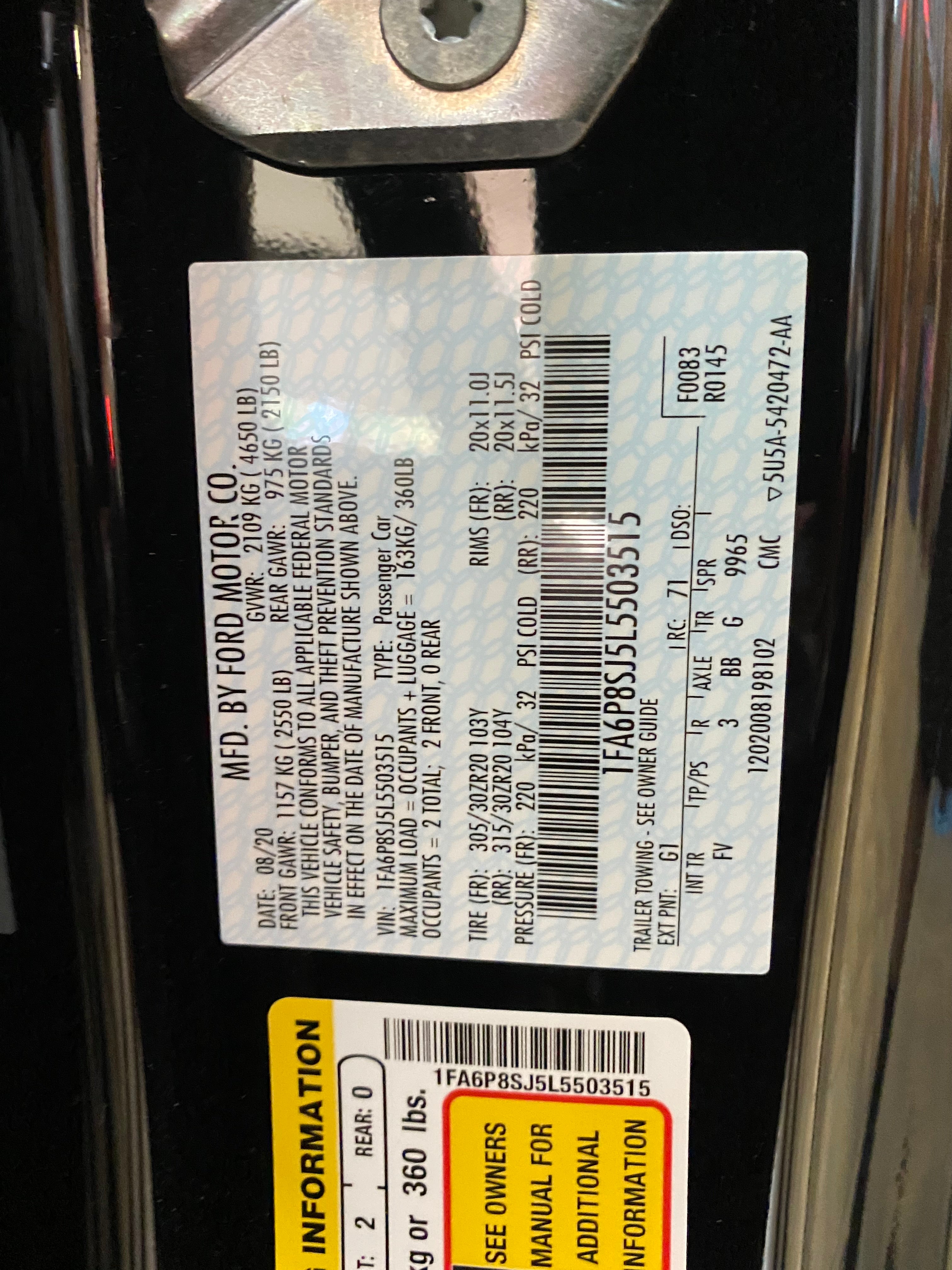 2020 Ford Mustang GT 500 (The Golden Ticket) #3168