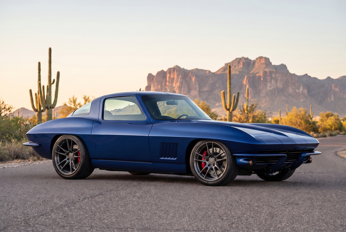 Pro-touring 1967 Corvette coupe with a flush-mount windshield