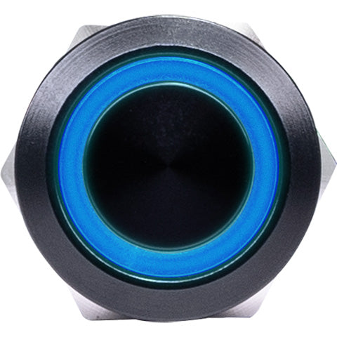 E-Stopp black billet push button front view