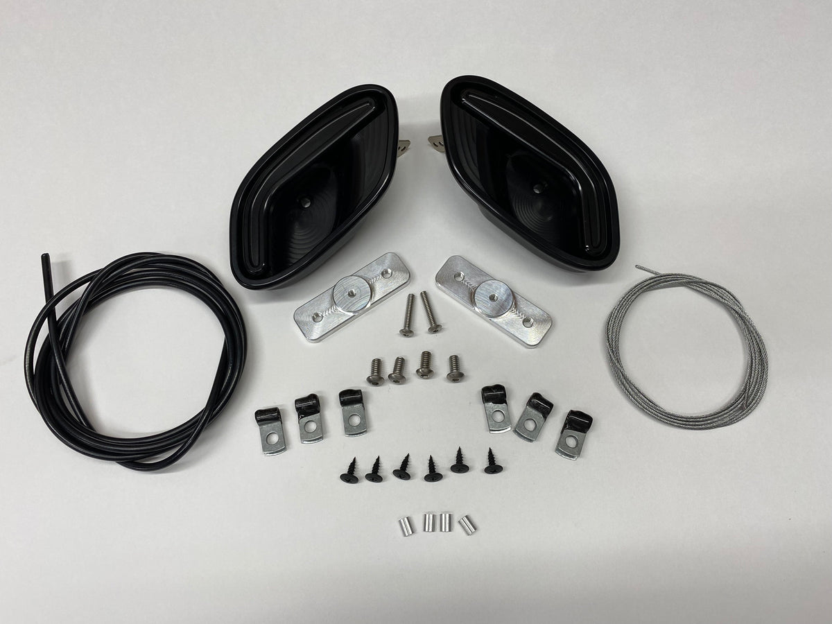 Fesler billet 6061-T6 aluminum interior door handles for classic trucks and muscle cars raw and black finish