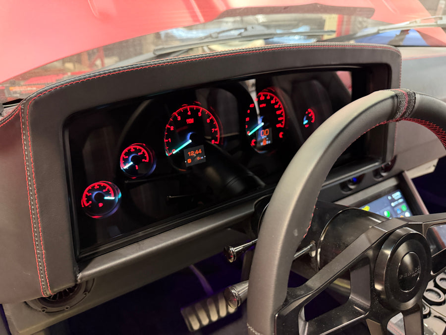 Dakota Digital cluster in the custom Fesler OBS metal dash