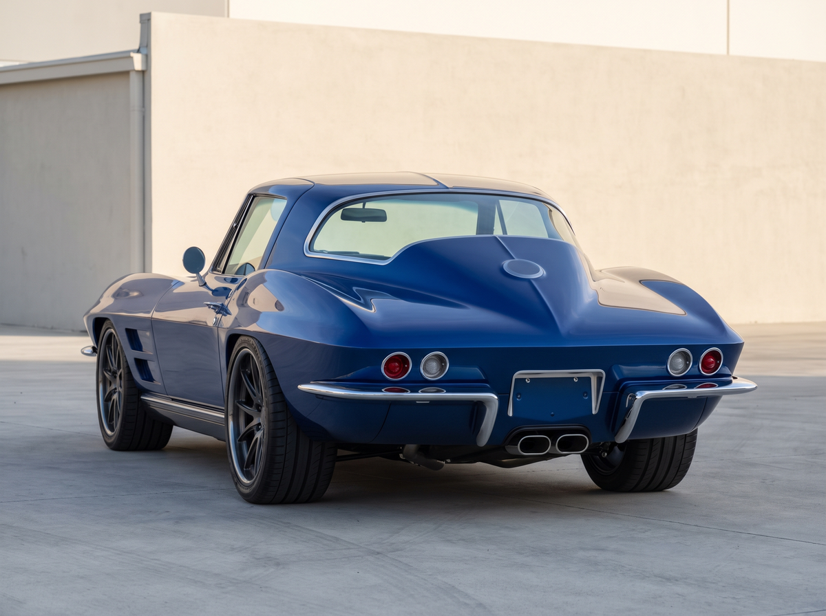 Before: 1965 Corvette coupe with the one-piece rear window