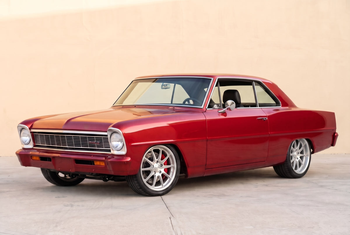1966-67 Nova pro touring build with the factory windshield trim, concept render